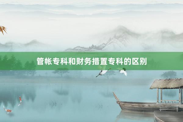 管帐专科和财务措置专科的区别