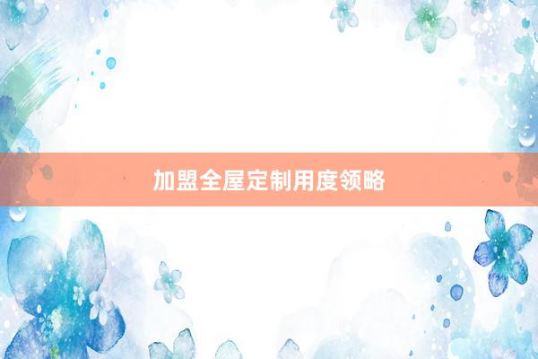加盟全屋定制用度领略